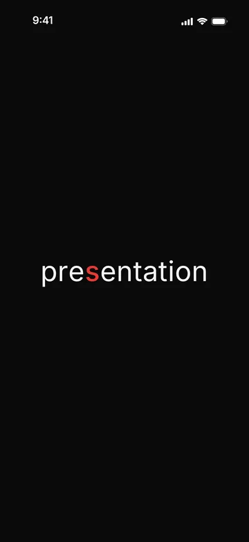 The word presentation at the largest word size.